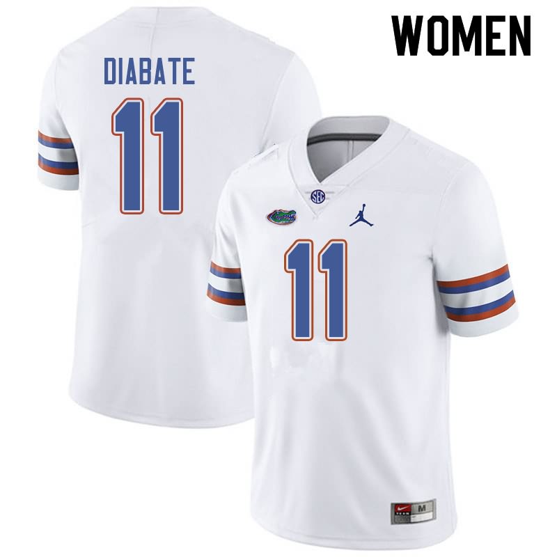 NCAA Florida Gators Mohamoud Diabate Women's #11 Jordan Brand White Stitched Authentic College Football Jersey UBA0464OC